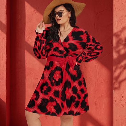THE CRIMSON ROSETTE // RED LEOPARD DNA-MATCH WRAP DRESS