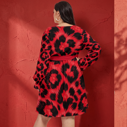 THE CRIMSON ROSETTE // RED LEOPARD DNA-MATCH WRAP DRESS