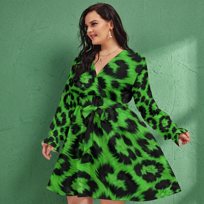 THE EMERALD LEOPARD // GREEN DNA-MATCH WRAP DRESS