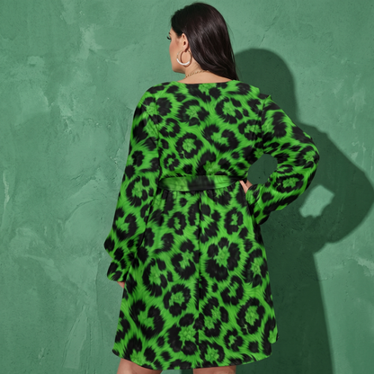 THE EMERALD LEOPARD // GREEN DNA-MATCH WRAP DRESS