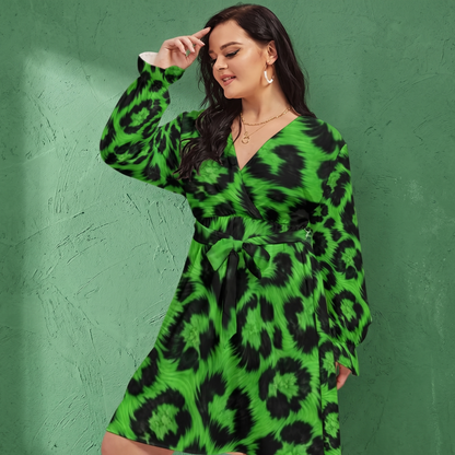 THE EMERALD LEOPARD // GREEN DNA-MATCH WRAP DRESS