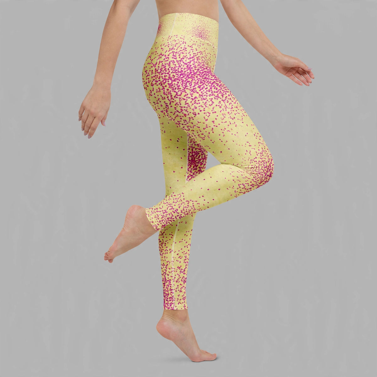 Leggings in the Dust Bunny Orchid (deep burgundy) print, studio product shot (view 6).