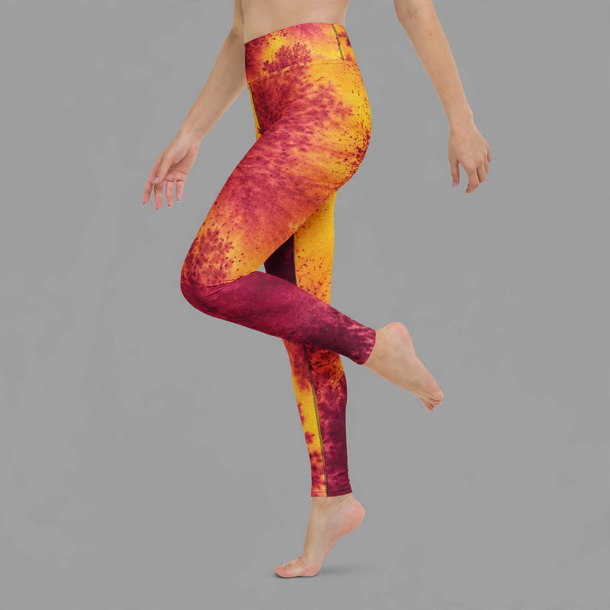 Leggings in the Xen Phoenix Orchid print, studio product shot (view 5).
