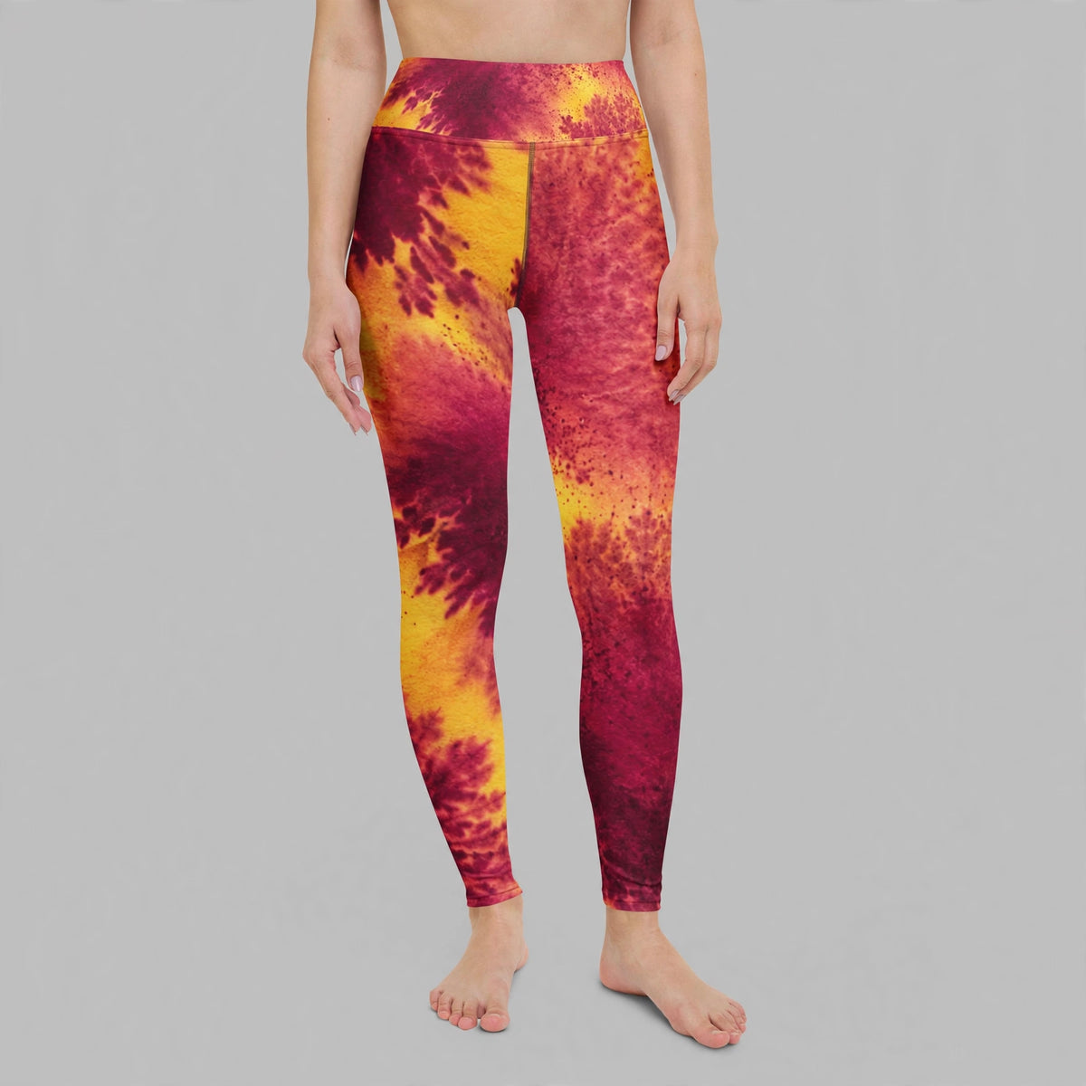 Model in a studio portrait wearing Xen Phoenix Orchid leggings.