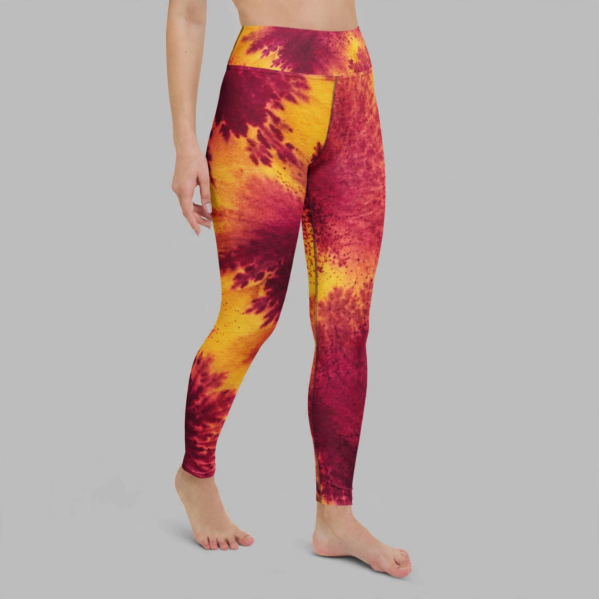 Leggings in the Xen Phoenix Orchid print, studio product shot.