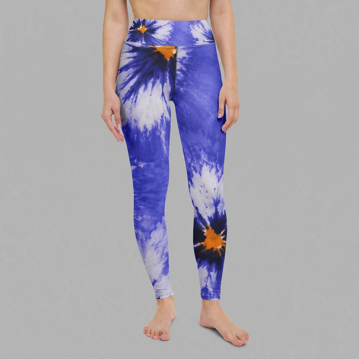 Leggings in the Sorbet Delft Blue print, studio product shot (view 2).