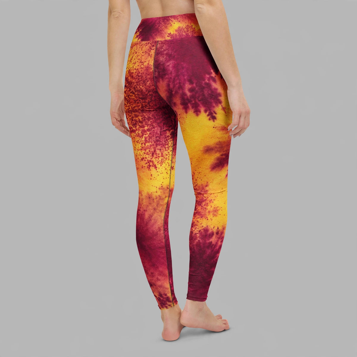 Leggings in the Xen Phoenix Orchid print, studio product shot (view 2).