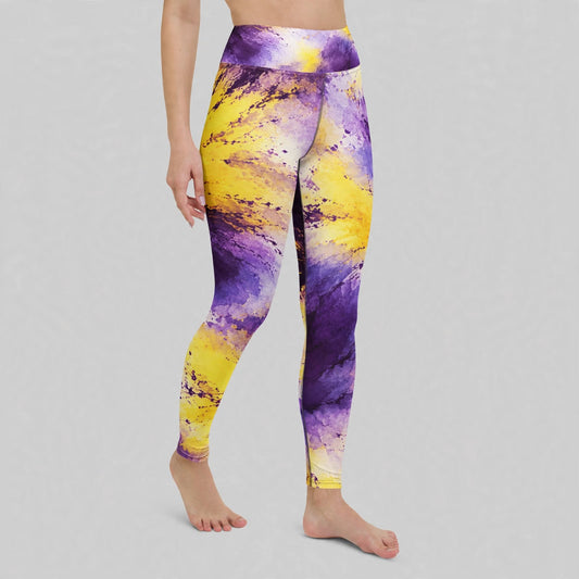 Sorbet Midnight Glow Viola print high-waist yoga leggings, studio front view