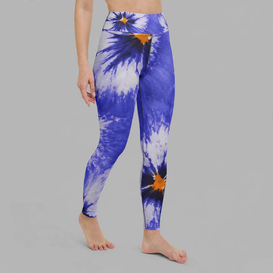 Leggings in the Sorbet Delft Blue print, studio product shot (view 4).