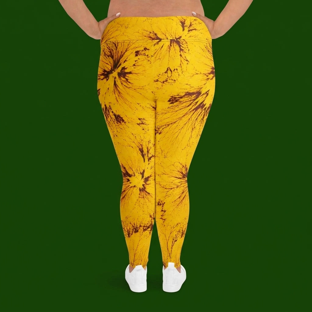 Sorbet Honeybee Viola Plus Size Leggings – abstract print from the real flower, image 3