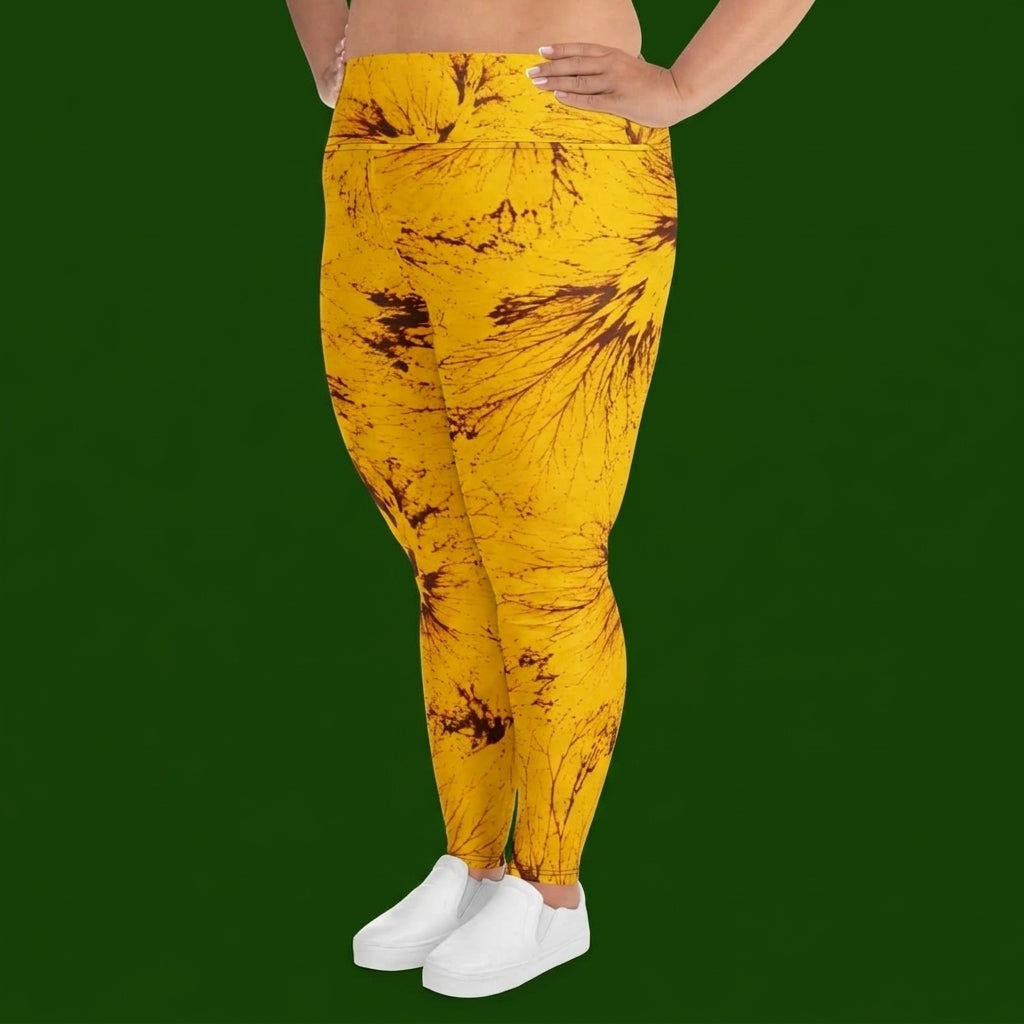 Sorbet Honeybee Viola Plus Size Leggings – abstract print from the real flower, image 2