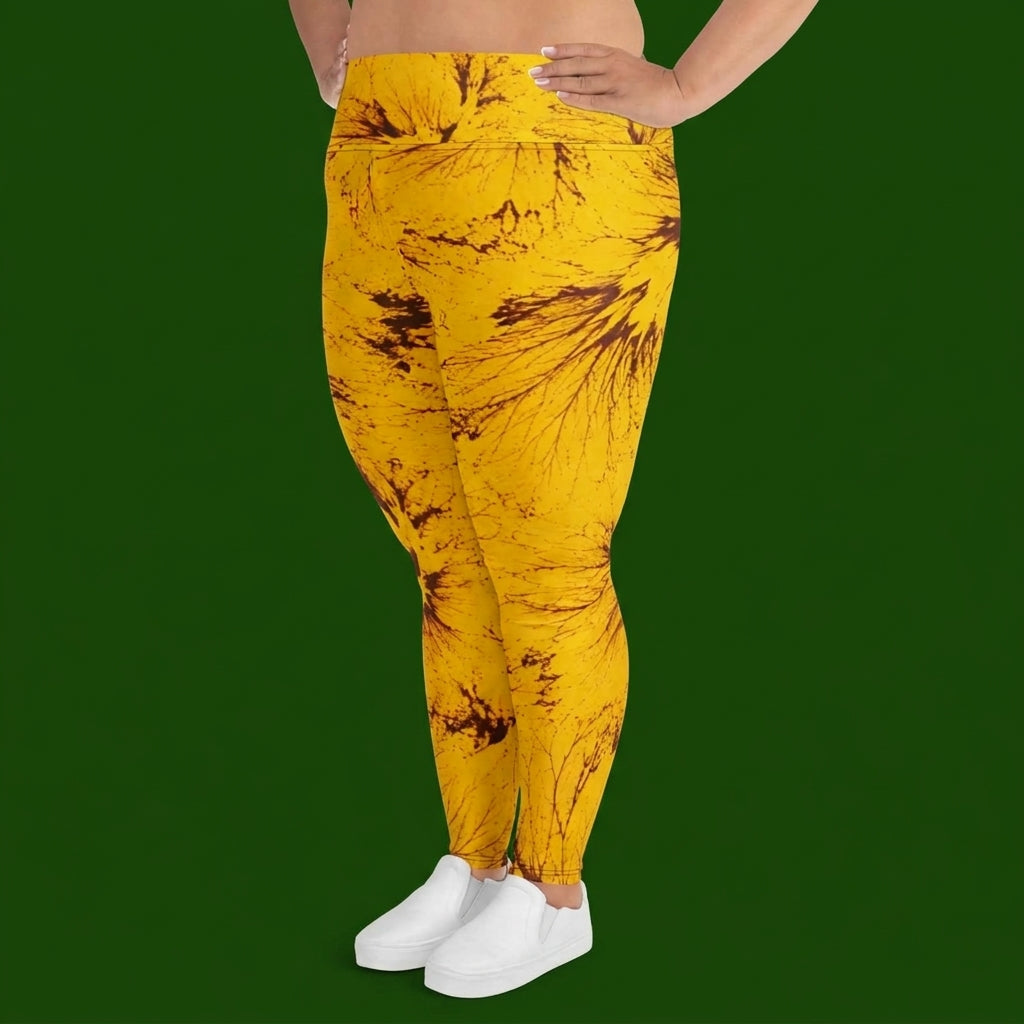 Sorbet Honeybee Viola Plus Size Leggings – abstract print from the real flower, image 4