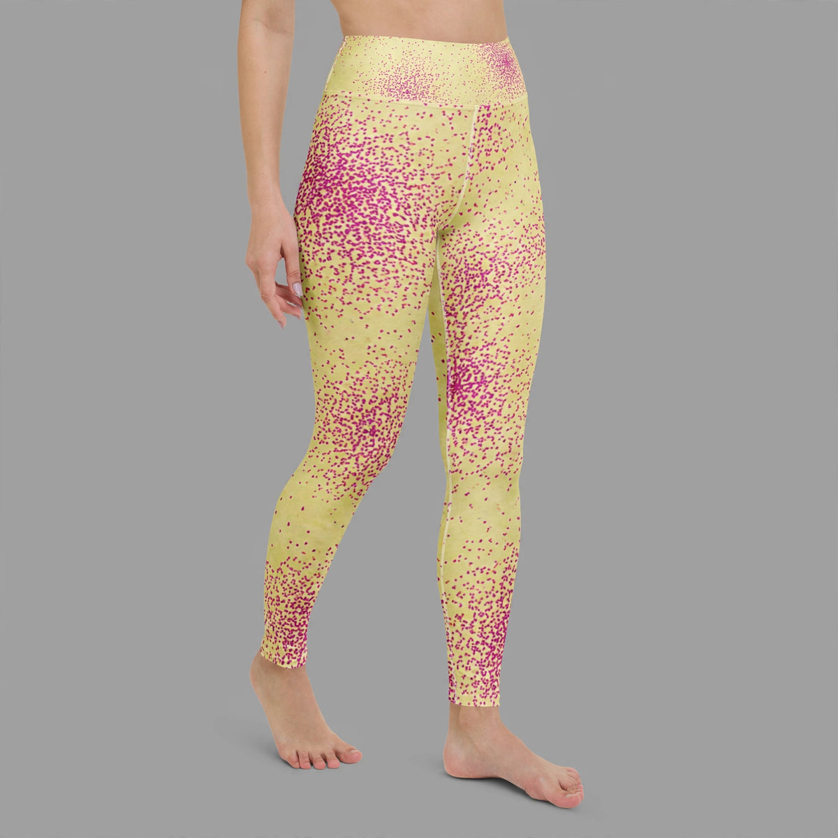 Leggings in the Dust Bunny Orchid (deep burgundy) print, studio product shot.